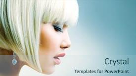 Presentation with bob hairstyle - Cool new slide set with hairstyle hairdressing fringe beautiful model backdrop and a light blue colored foreground
