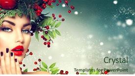  Presentation with girl christmas - PPT layouts with hairstyle make up manicure beauty background and a soft green colored foreground