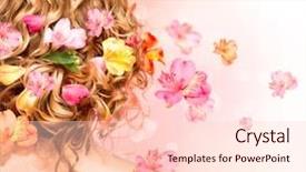  Presentation with blurred flowers - Presentation theme featuring flowers over blurred pink background background and a lemonade colored foreground