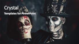  Presentation with top hat - Amazing PPT layouts having haiti - man with a skull makeup backdrop and a wine colored foreground