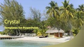  Presentation with hut - Slide set having haiti - small pristine thatched hut background and a tawny brown colored foreground