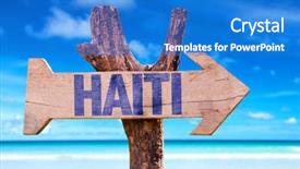  Presentation with haiti - Presentation design featuring haiti wooden sign with beach background and a cobalt blue colored foreground