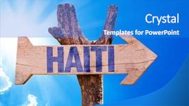  Presentation with haiti - Slide set enhanced with haiti wooden sign with sky background and a teal colored foreground