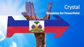  Presentation with culture - Audience pleasing slide set consisting of haitian culture - haiti flag wooden sign backdrop and a teal colored foreground