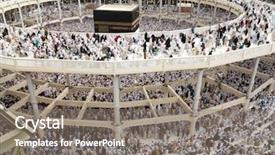  Presentation with hajj - Audience pleasing slide deck consisting of hajj praying in crowd backdrop and a gray colored foreground
