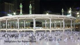  Presentation with kaaba mecca - Amazing PPT layouts having hajj praying in crowd backdrop and a light gray colored foreground