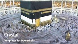  Presentation with kaaba mecca - Audience pleasing slide set consisting of hajj praying in crowd backdrop and a gray colored foreground