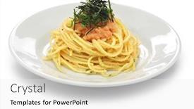  Presentation with spicy food - Theme with hakata-spicy-caviar-pasta background and a white colored foreground