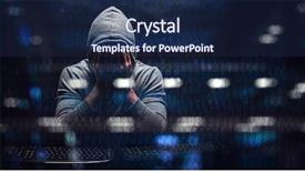 Presentation with theme - PPT layouts enhanced with haker - hacker in hoodie dark theme background and a navy blue colored foreground