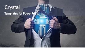  Presentation with super power - Slides enhanced with haker - he has super power mixed background and a  colored foreground