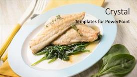  Presentation with trout fish file - Cool new slide deck with haking - fish fillet with fresh spinach backdrop and a lemonade colored foreground