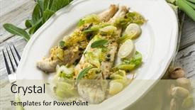  Presentation with sage - Slide deck featuring haking - fish fillet with pistachio sage background and a  colored foreground