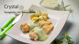  Presentation with yogurt - Slides with haking - fish fillet with yogurt cream background and a  colored foreground