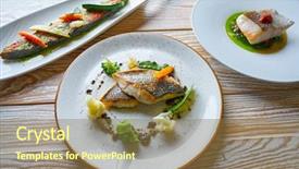  Presentation with food fish - Presentation design consisting of haking - fish food recipes grilled turbot background and a coral colored foreground