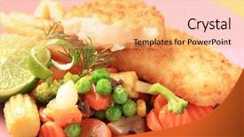  Presentation with fish - PPT theme enhanced with haking - fried breaded fish fillets background and a yellow colored foreground