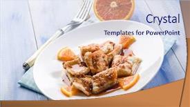  Presentation with orange juice - Beautiful presentation theme featuring haking - salted cod with orange juice backdrop and a  colored foreground