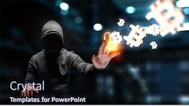  Presentation with crypto - Slide deck having haking into crypto world mixed background and a wine colored foreground