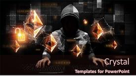  Presentation with crypto - Slide set having haking-into-crypto-world-mixed background and a wine colored foreground