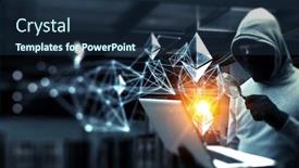  Presentation with crypto - Colorful PPT layouts enhanced with haking-into-crypto-world-mixed backdrop and a navy blue colored foreground