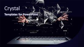 Presentation with crypto - Slides having haking-into-crypto-world-mixed background and a navy blue colored foreground