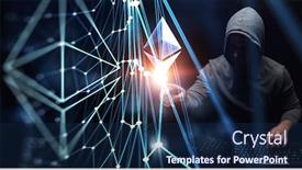  Presentation with crypto - Audience pleasing theme consisting of haking-into-crypto-world-mixed backdrop and a navy blue colored foreground
