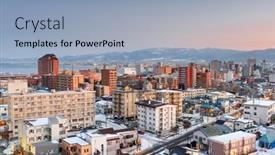  Presentation with hokkaido - Slide set with hakodate-hokkaido-japan-cityscape background and a light blue colored foreground