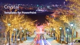  Presentation with hokkaido - Amazing PPT theme having hakodate-hokkaido-japan-on-hachiman backdrop and a navy blue colored foreground