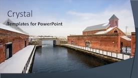  Presentation with warehouse - Beautiful PPT layouts featuring hakodate-japan-at-kanemori-warehouse backdrop and a light blue colored foreground