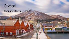  Presentation with japan - Audience pleasing PPT layouts consisting of hakodate japan cityscape backdrop and a light blue colored foreground