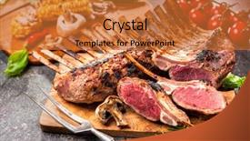  Presentation with grilled - Slides having halal - grilled rack of lamb background and a red colored foreground