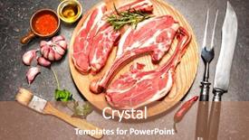  Presentation with cooking - Slide deck having halal - racks of lamb ready background and a coral colored foreground