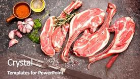  Presentation with cooking - Theme having halal - racks of lamb ready background and a violet colored foreground