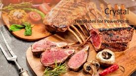  Presentation with grilled - Cool new slides with halal - grilled rack of lamb backdrop and a coral colored foreground