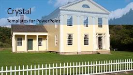  Presentation with farm - Presentation theme having hale-farm-and-village-historic background and a teal colored foreground