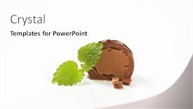  Presentation with praline - Cool new slide deck with half a belgian chocolate praline on white background backdrop and a white colored foreground