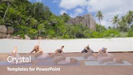  Presentation with healthy lifestyle - PPT theme featuring half ankle to knee supine background and a coral colored foreground