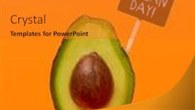  Presentation with orange fruit - Colorful theme enhanced with half-avocado-fruit-standing backdrop and a gold colored foreground