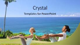  Presentation with palm tree - Theme enhanced with half-boat pose over exotic background and a light blue colored foreground