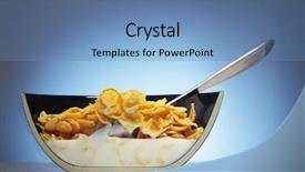  Presentation with corn flakes - PPT layouts consisting of half bowl with corn flakes background and a teal colored foreground