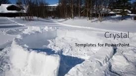  Presentation with glass half full - Presentation with half-built-igloo background and a light gray colored foreground