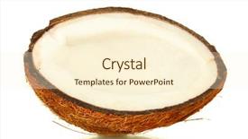  Presentation with coconut - Presentation having half coconut isolated on white background and a cream colored foreground