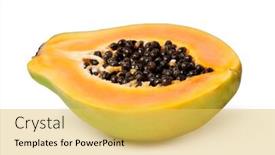  Presentation with papaya - Presentation enhanced with half cut papaya fruits on white background background and a yellow colored foreground