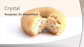  Presentation with glass half full - Beautiful slide set featuring half-eaten-doughnut backdrop and a blonde colored foreground