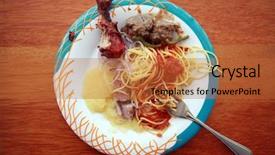  Presentation with everyone - Beautiful PPT theme featuring half eaten plate of food backdrop and a red colored foreground