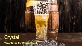  Presentation with beer - Presentation theme consisting of half empty glass of beer background and a tawny brown colored foreground