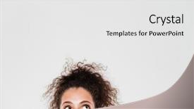  Presentation with customer service face of pretty - Amazing slide deck having half face of pretty curly backdrop and a white colored foreground