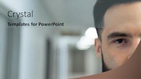  Presentation with medical worker - Theme featuring half-face-portrait-of-bearded background and a light gray colored foreground