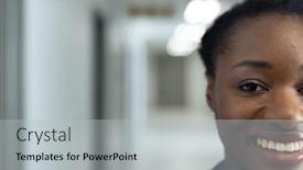  Presentation with medical smiling doctor - Slide set consisting of half-face-portrait-of-smiling background and a  colored foreground