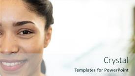  Presentation with medical worker - Slides with half-face-portrait-of-smiling background and a  colored foreground