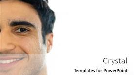  Presentation with medical smiling doctor - Theme featuring half-face-portrait-of-smiling background and a  colored foreground